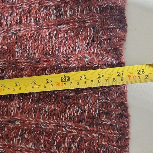 Forever21 Cardigan Sweater Medium Cable Knit Brick Red Black White Y2K - Picture 6 of 8